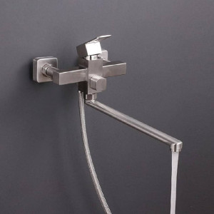 Змішувач для ванної з нержавійки квадрат Kub 006 euro Steel . Photo 3